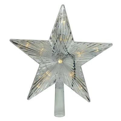 9.5" Lighted White Star Christmas Tree Topper - White And Multicolor Led Lights