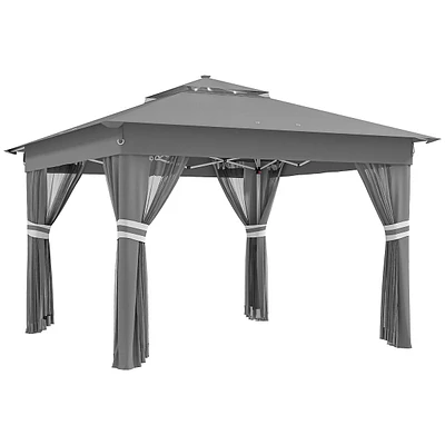 11x11ft Pop Up Canopy Tent W/ Solar-powered Led Lights