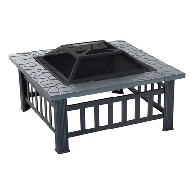33" Outdoor Square Fire Pit Black