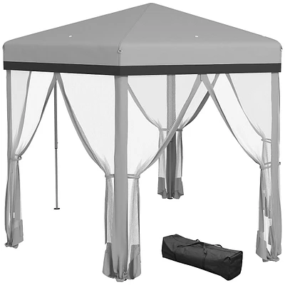 12x12 Pop Up Canopy Tent, Hexagon Gazebo With Netting