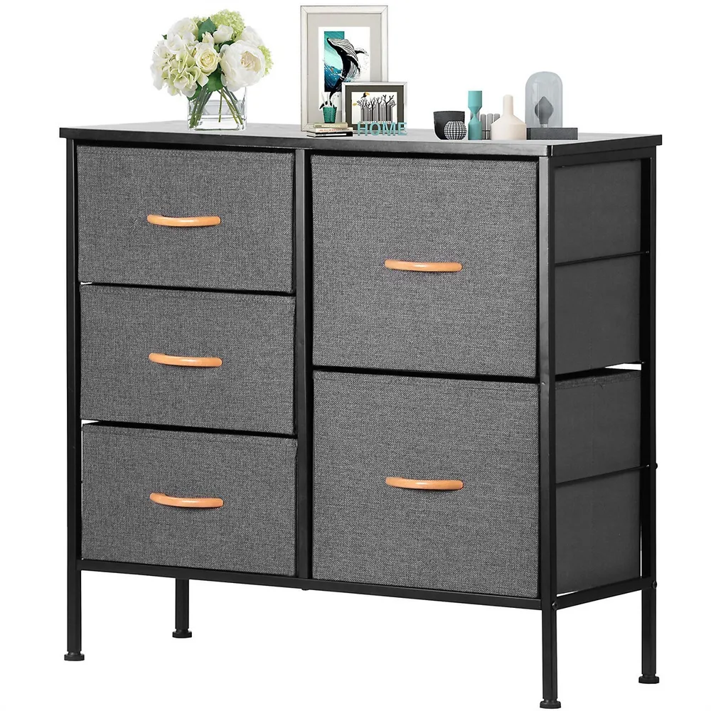Bigroof Dresser for Kids Bedroom with 5 Drawers, Storage Drawer Organizer,  Wide Chest of Drawers for Closet, Clothes, Kids, Baby,Nursery TV Stand with