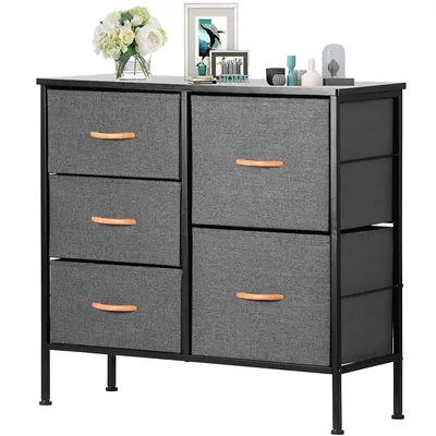 Fabric Drawer Dresser for Bedroom, Storage Chest of Drawers with 5 Removable Bins