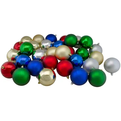 32ct Multi-color Shatterproof 2 Finish Christmas Ball Ornaments 3.25" (80mm)