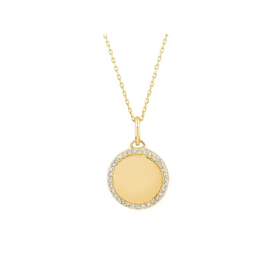 Diamond Outline Circle Pendant In 10kt Yellow Gold