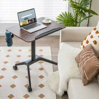 Pneumatic Standing Desk Tilting Adjustable Laptop Cart Mobile Podium Cup Holder