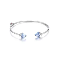 Rhodium-plated Sterling Silver Synthetic Blue Quartz & Cubic Zirconia Cuff