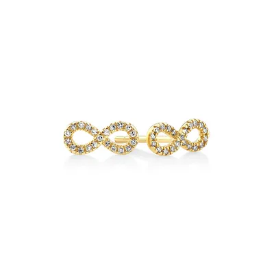 Mini Infinity Earrings With Diamonds In 10kt Yellow Gold