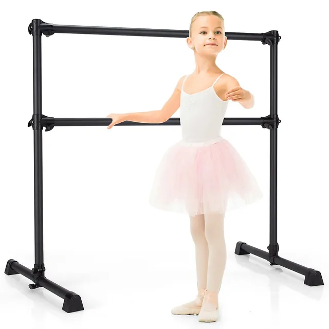 Costway Goplus 4ft Portable Double Freestanding Ballet Barre Dancing  Stretching Silverblack
