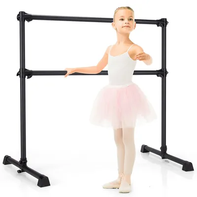 Goplus 4ft Portable Double Freestanding Ballet Barre Dancing Stretching Silverblack