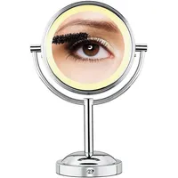 Bilateral Floor Mirror, 5x And 1x Magnification, Soft Lighting, Chrome Finish