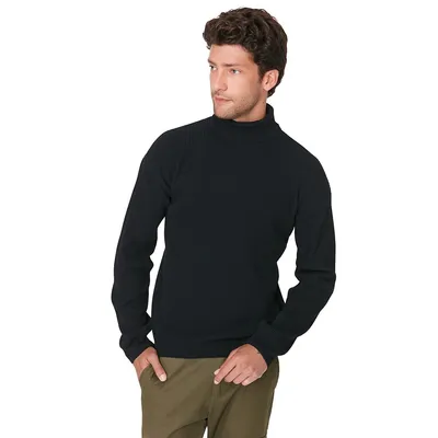 Male Basic Oversize Turtleneck Knitwear Sweater