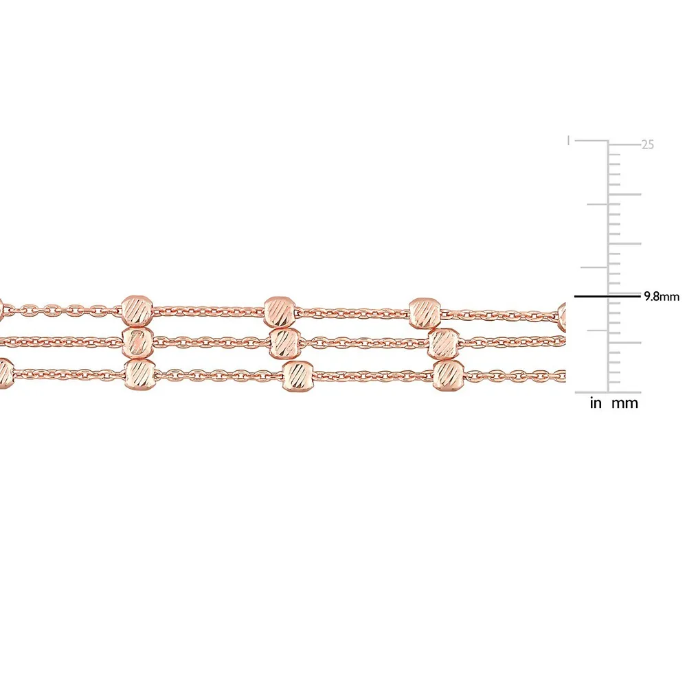Multi-strand Chain Bracelet In Rose Plated Sterling Silver, 7.5 In