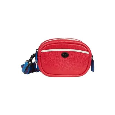 Women's Pebbled Leather Small Camera Crossbody Bag