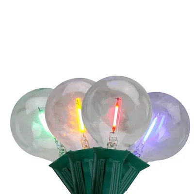 10ct Multi Color Led G50 Globe Patio Lights, 10ft Green Wire