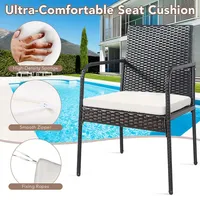 4 Pcs Outdoor Patio Rattan Dining Chairs Cushioned Sofa With Armrest Garden Deck