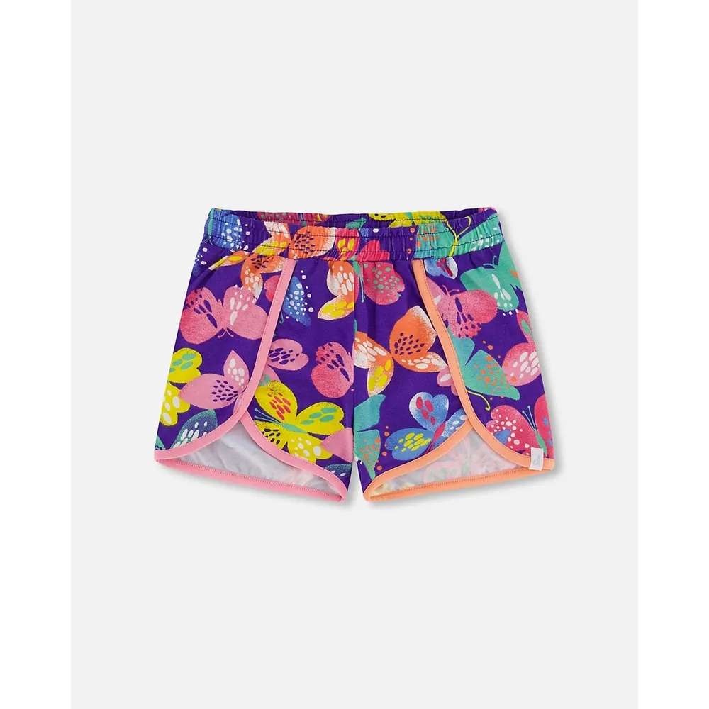 Allover Print Short Printed Colorful Butterflies