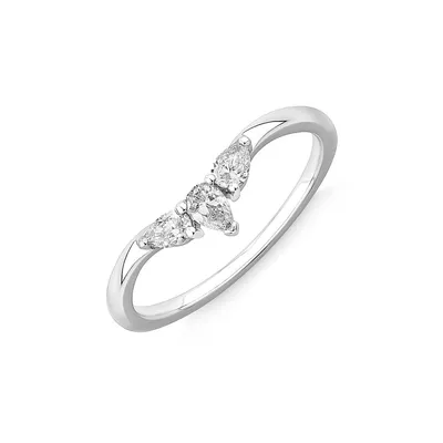 0.25 Carat Tw Pear Diamond Curved Wedding Band In 14kt White Gold