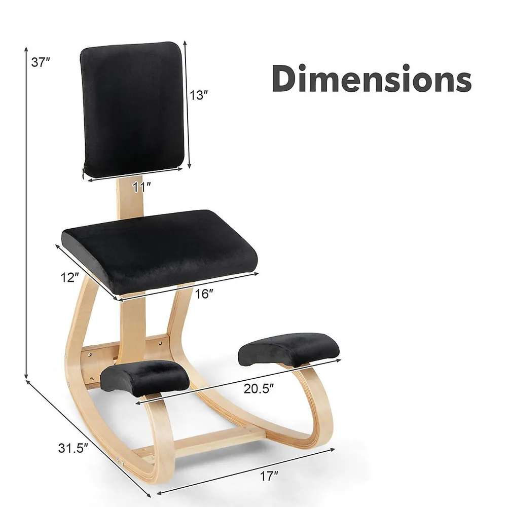 Costway Ergonomic Kneeling Chair Upright Posture Velvet Support