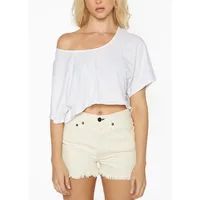 Slouch Wide Scoop Neck Cropped Tee