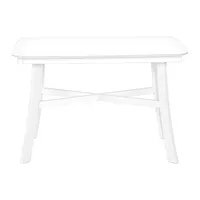 Dining Table, 48" Rectangular, Small, Kitchen, Dining Room, White Veneer, Wood Legs, Transitional
