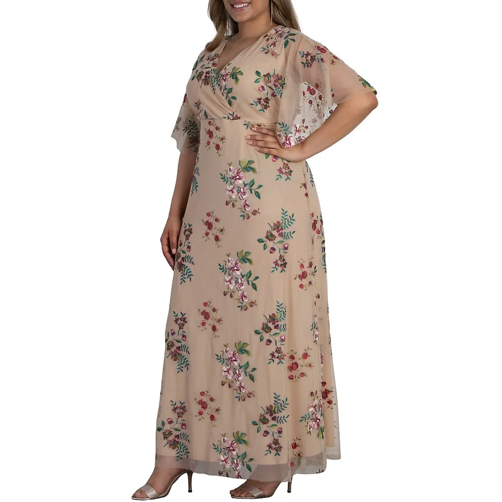Embroidered Elegance Evening Gown (plus Size)