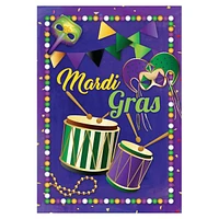 Mardi Gras Drums And Masks Outdoor House Flag 40" X 28"