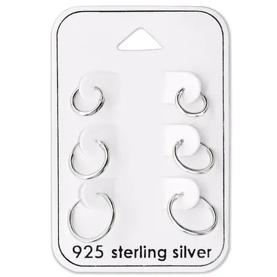 Sterling Silver Classic Hoop Earring Set