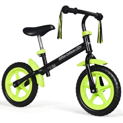 12" Toddler Balance Bike No Pedal Bicycle With Fenders Adjustable Seat