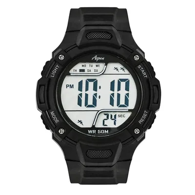 Mens Digital Sports Watch, 44mm Large Face Chronograph, Resin Strap, Military Time 12h/24h, Light Up, Alarm, Stopwatch, Water Resistant