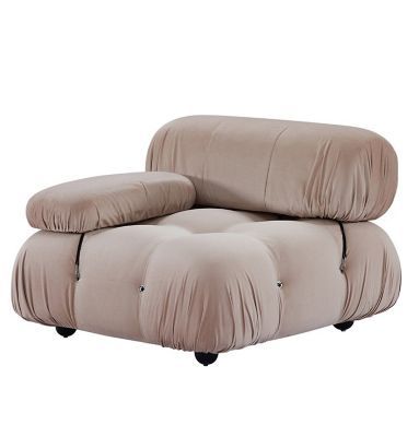Gioia 1-seater Chair - Right Armrest - Beige Velvet