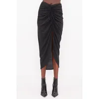 Front Shirred Midi Skirt