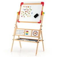 3-in-1 Wooden Art Easel For Kids Double Sided Easel With Drawing Paper Roll