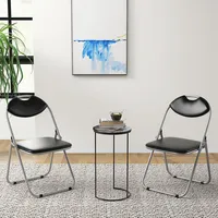 2/4 Pcs U Shape Folding Chairs Furniture Home Outdoor Picnic Portable Black