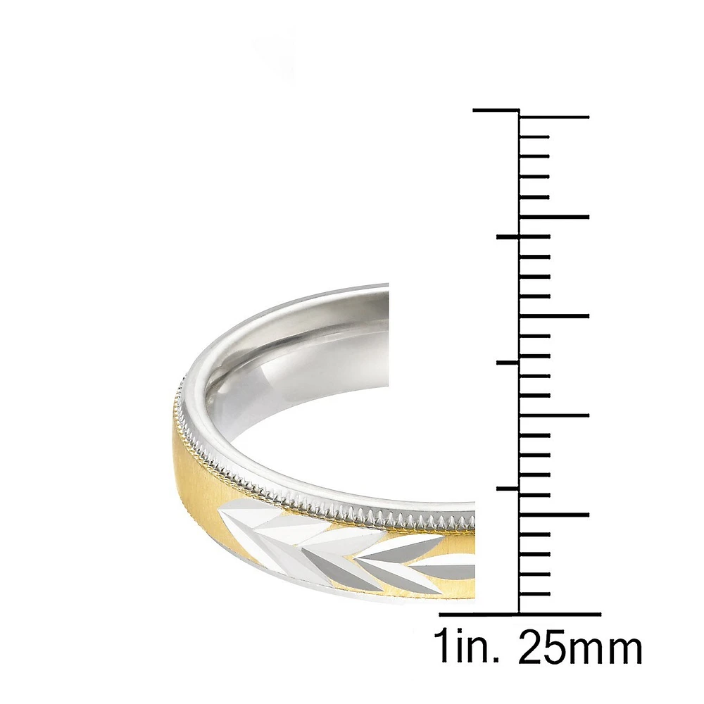 10kt Two Tone 4mm Men 12 Wedding Band