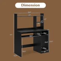 Computer Desk Study Bookcase Workstation With Charging Station Hutch & Cpu Stand