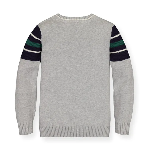 Crewneck Pullover Sweater with Elbow Patches