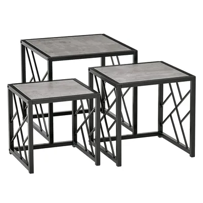 Nesting Coffee Tables Set Of 3, Square End Tables