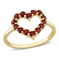 4/5 Ct Tgw Garnet Heart Ring 10k Yellow Gold