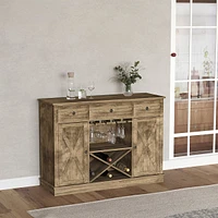 Farmhouse Sideboard Buffet Cabinet With Wine Rack