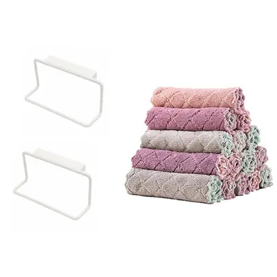 20 Pcs Kitchen Towels With 2 Pcs Towel Rack Sponge Holder