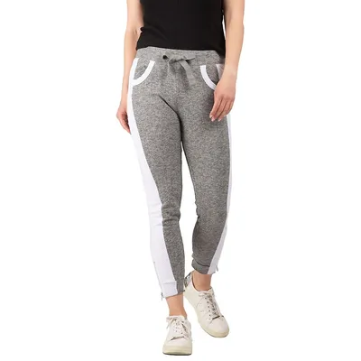 Modern Grey French Terry White Panel Jogger Pants