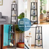 Costway 4 Tier Folding Metal Shelf Plant Stand Storage Open Shelf Corner Display Rack