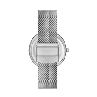 Ladies Lc07056.350 3 Hand Silver Watch With A Silver Mesh Band And A Black Dial
