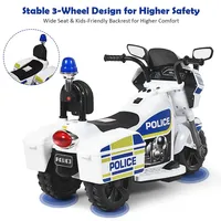 Costway 6v Kids Ride On Police Motorcycle Trike 3-wheel W/ Headlight And Flashing Siren