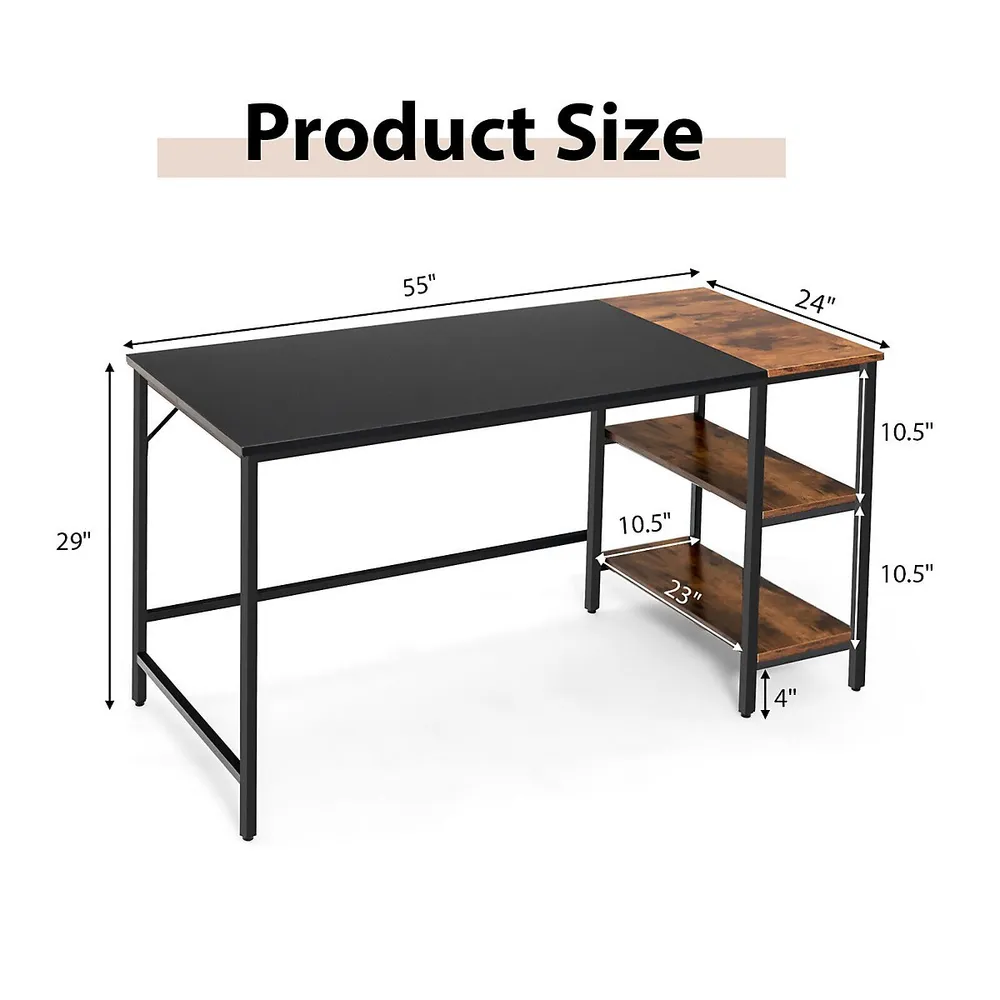 Costway Computer Desk PC Laptop Writing Table Workstation Student Study  Furniture Black