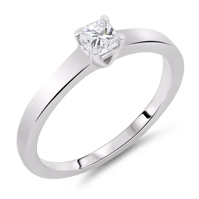 14k White Gold 0.54 Cttw Princes Cut Canadian Diamond Solitaire Engagement Ring