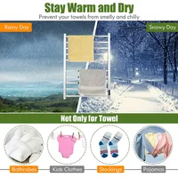 10 Bar Towel Warmer Wall Mounted Electric Heated Towel Rack W/ Built-in Timer