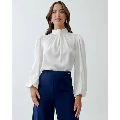 Ellie High Neck Ruffle Blouse