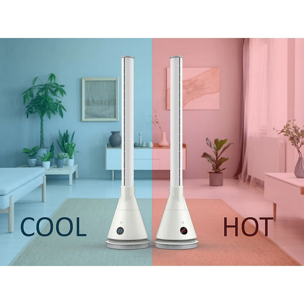 JS DUO 2.0– Ceramic Bladeless Tower Fan – HEATING + COOLING Tower Fan – iOS & Android APP support