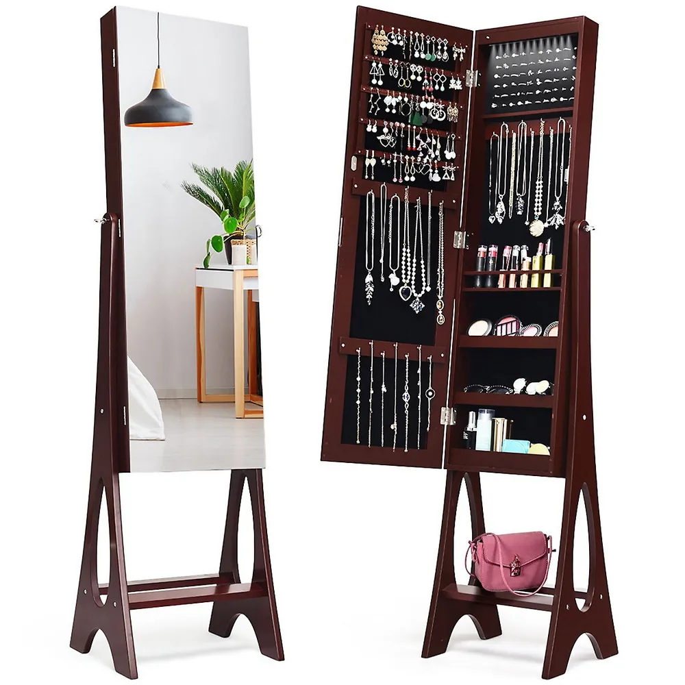Costway Led Jewelry Cabinet Armoire Organizer Mirrored Standing W/ Bevel  Edge Mirror Southcentre Mall